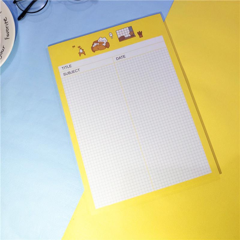 Korean Style Cute Little Bear Cartoon Plaid Sticky Notes for Journaling and Study, B5 Paper