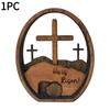 1PC Resurrected TOMB Wooden Cross Layered Tray Easter Egg Craft Decorative Ornament