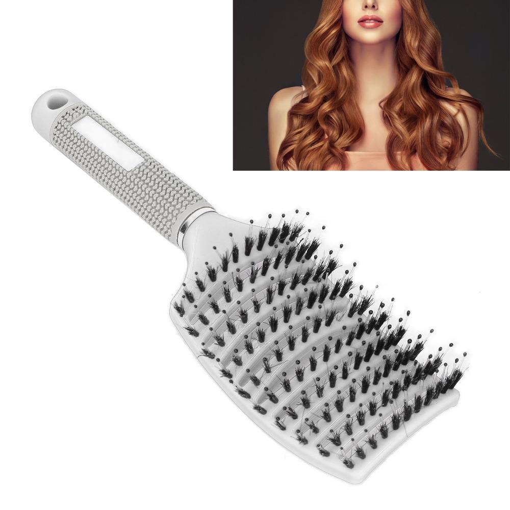 Soft Bristle Detangling Hair Brush Curved Design Anti Frizz Hair Comb For Curly Wavy Straight Hair