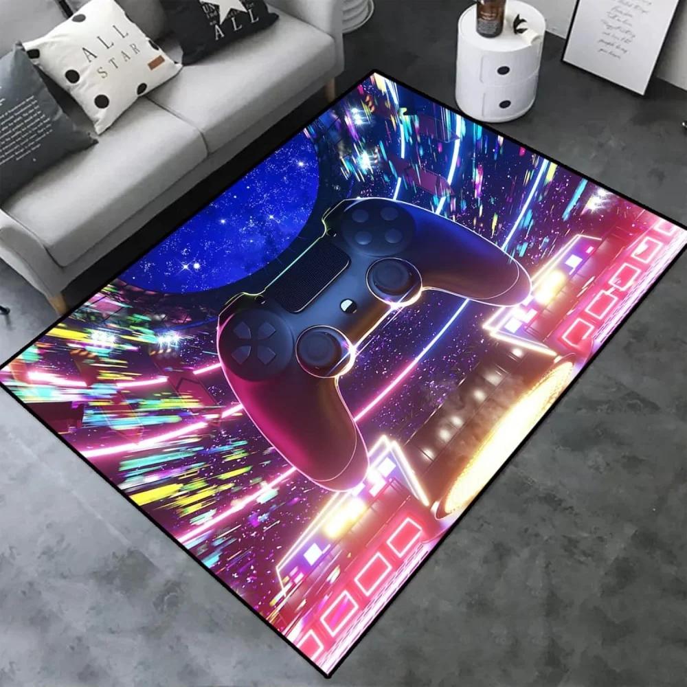 3D Game Controller Gamer Gaming Pattern Area Rugs Bedroom Non-Slip Gaming Gamepad Carpet Floor Mat Decor for Living Room Doormat