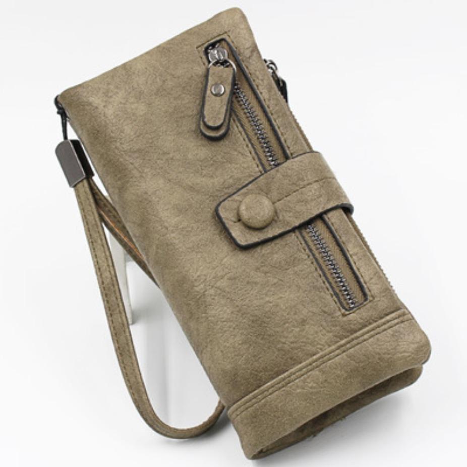 

Женский длинный кошелек на молнии, складной, женский длинный кошелек для мобильного телефона армия зеленый