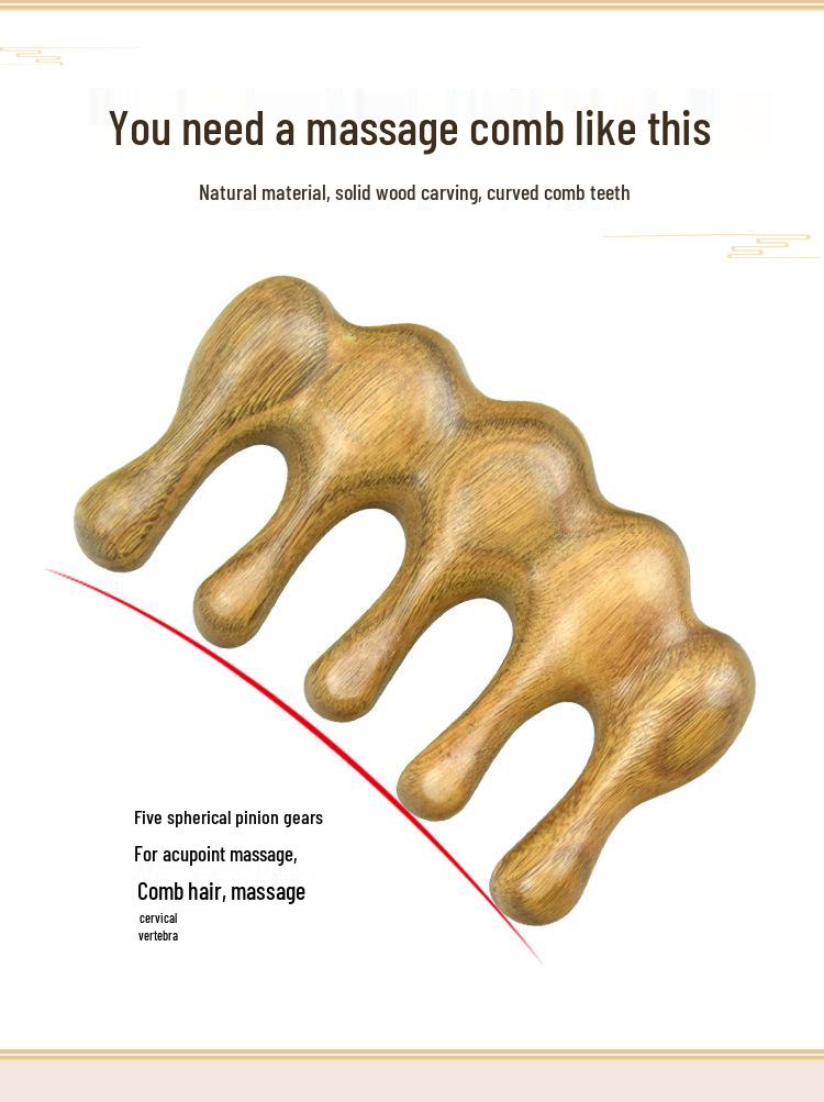 Green Sandalwood Coarse Teeth Massage Comb for Relaxing Scalp Care & Daily Use