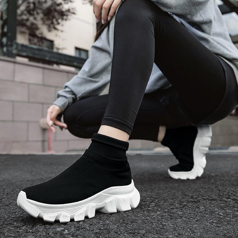 Ultralight Running Shoes 45 Size Mens Sock Trainers Fashion Breathable Sock Sneakers Woman High Top Sport Sneaker Platform Shoes