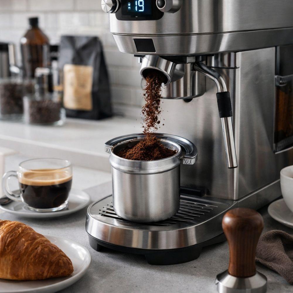 304 Stainless Steel Espresso Dosing Cup Wear Resistant Non-Stick Coffee Dosing Cup Leak-proof Food-Grade Coffee Bean Cup