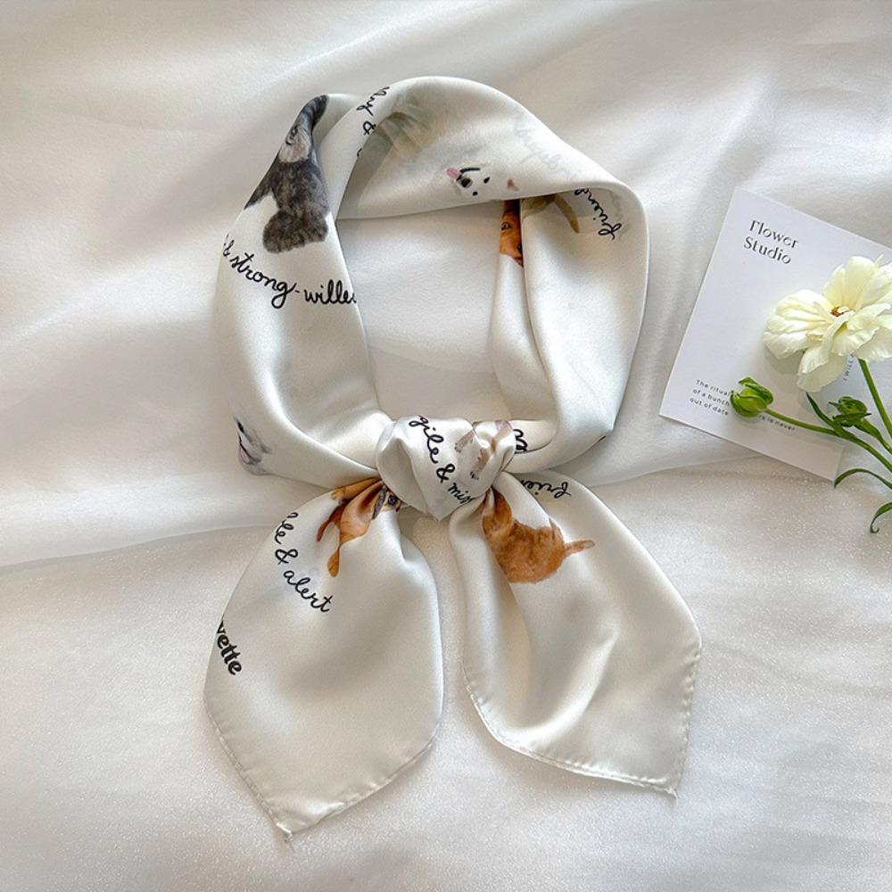 Cherry Puppy Hair Band Flower Butterfly Scarves Fashion Blurred Flowers Hair Scarf  Streetwear