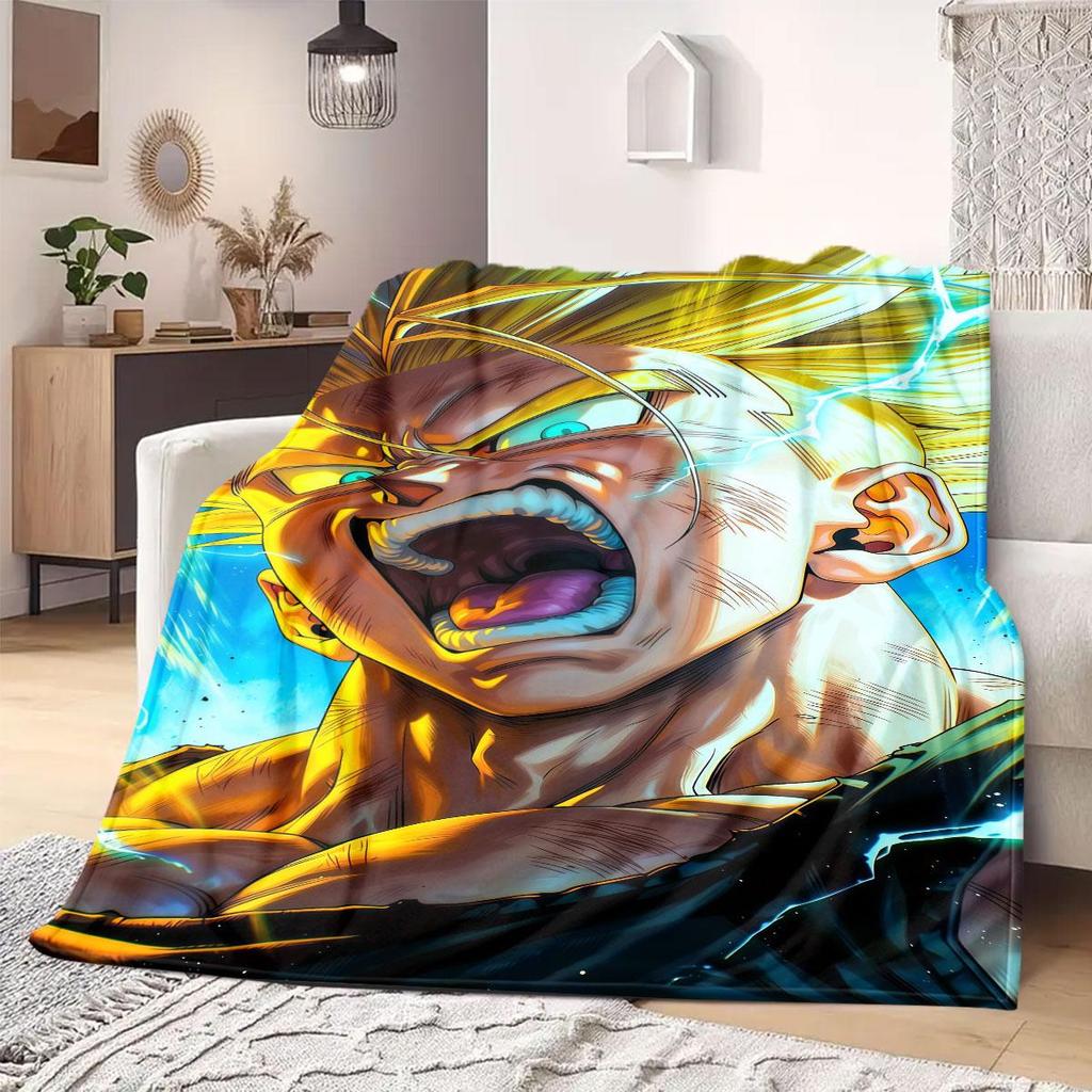 Goku Super Saiyan Flannel Blanket Warm,Comfortable,Suitable for Bedrooms,Sofas,Beds,Chairs,Picnics,Travel