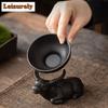 Qingxi Lila Keramik Big Bull Separation Tee-Ei Handgefertigtes Teesieb Haushaltsteemaschine Teefilter Teeservice Handwerk