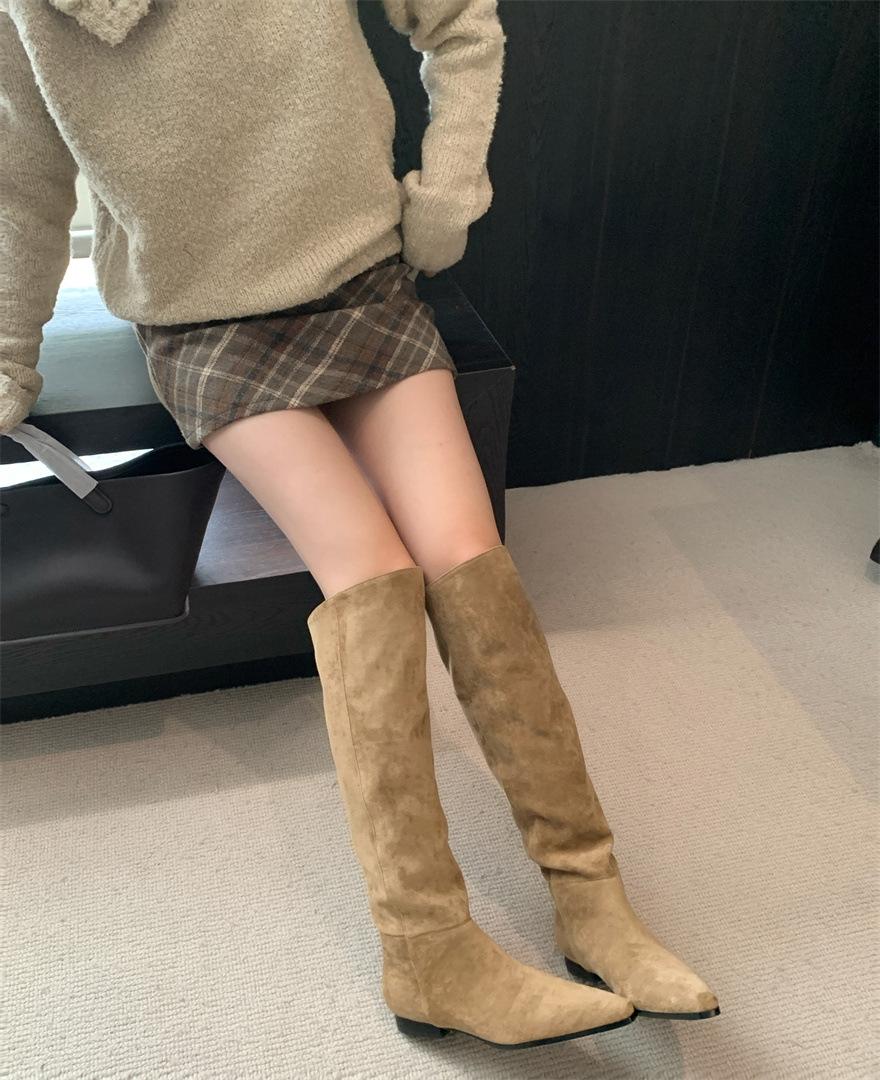 

Wear more than one boot! Pointed thick heel over the knee boots women s shoes boots 2025 new autumn and winter heap knight Martin boots 39 абрикосовий
