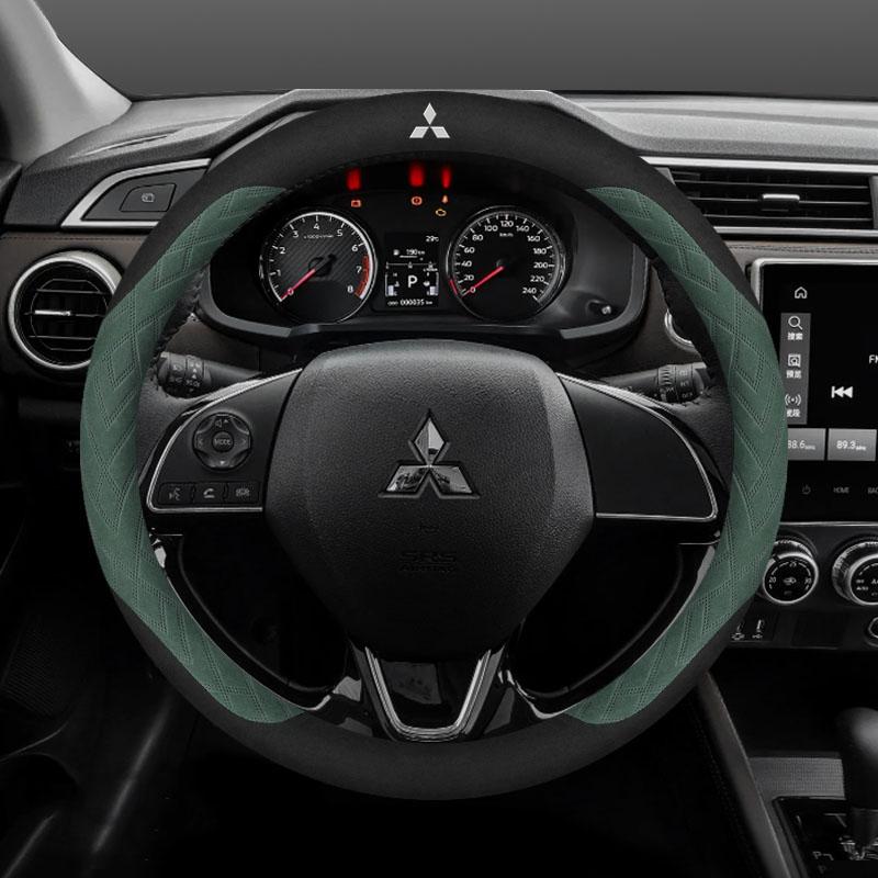 For Mitsubishi Outlander Pajero Asx Colt Lancer Delica Evolution L200 Triton RALLIART Anti-slip Car Suede Steering Wheel Cover