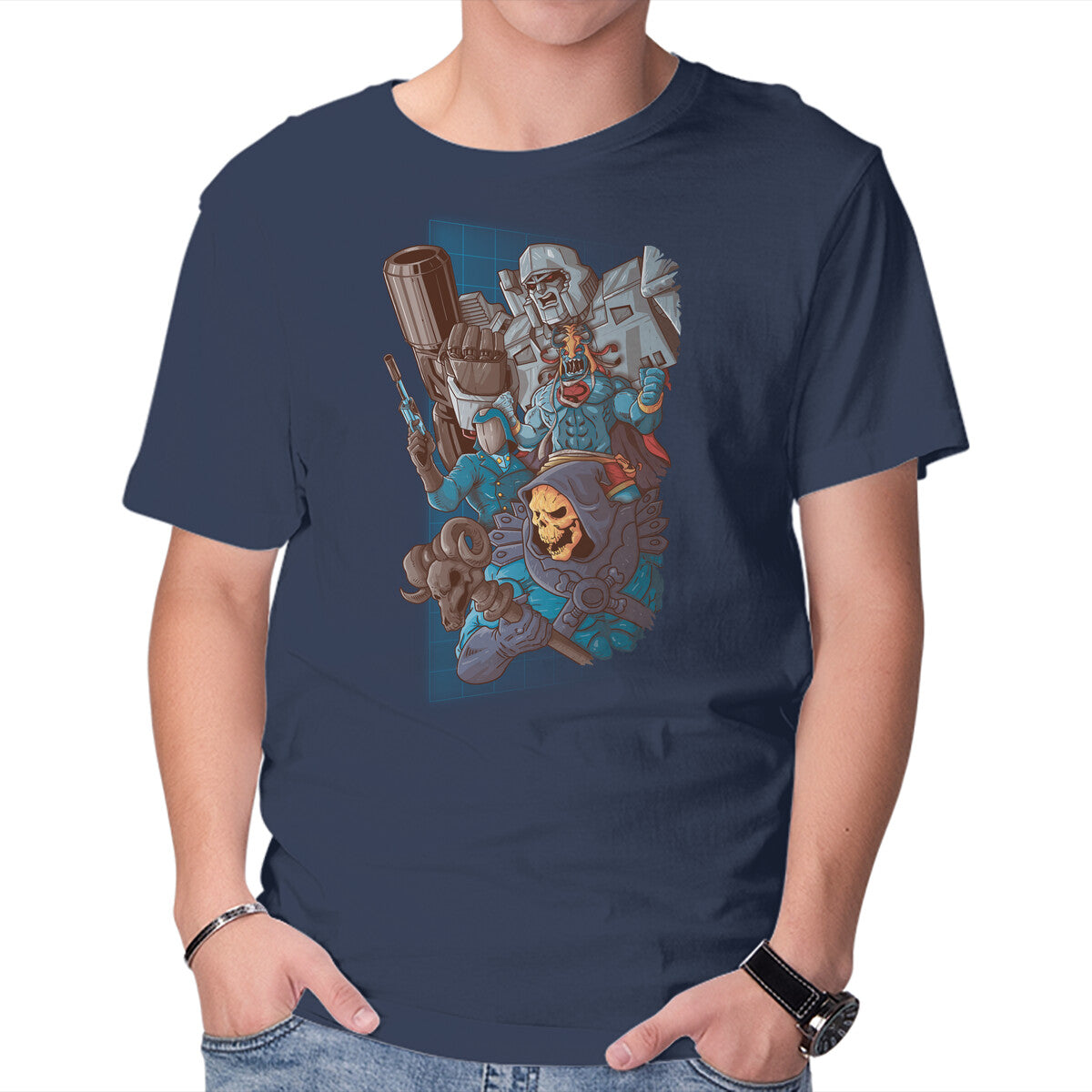 Unisex Crew Neck T-Shirt Villains Clash Graphic Short Sleeve Casual Tee L