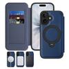 KEYSION Leather Flip Wallet Case for iPhone 15 16 17 Pro Max Air 16Plus 16e Cards Slots Magnetic 360 Ring Stand Phone Back Cover