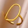 Round Hollow Rings For Women Gold Color Stainless Steel Hoop Open Rings Fashion personality Waterproof Metal Jewelry Accessories