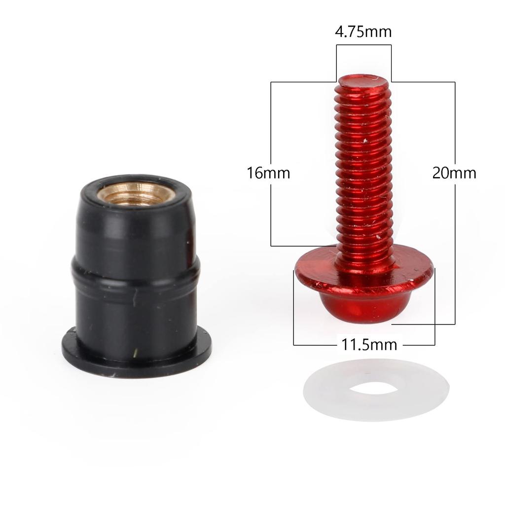 Viprh Motorcycle 10pcs M5x16mm Screw Bolt Washer Kit Windscreen Shield