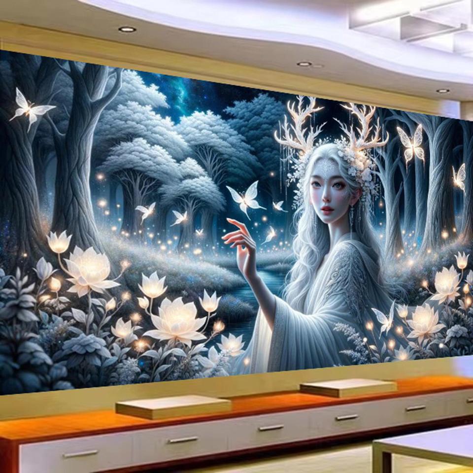 Lady with Long White Hair,Fairy,Dragon DIY 5D Diamond Painting New 2025 Fantasy Woman Full Mosaic Diamond Embroidery Big Size