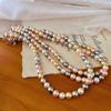 Vintage Mixed Color Natural Deep Sea Shell Pearl Necklace Round Candy Color High-End Niche