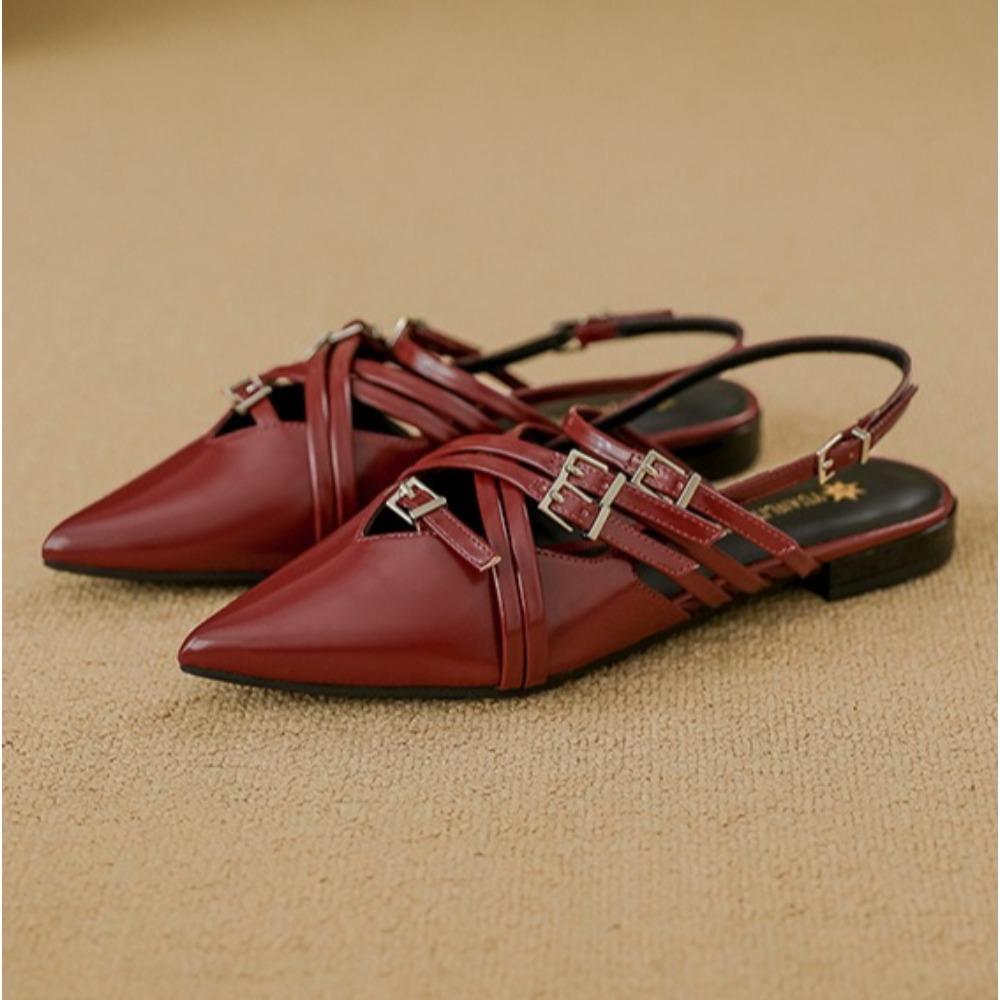 Fashion Pointed Sandals Women's New Niche Design Sense Leather Pumps Women's Bag Head Versatile Flat Shoes Outer Sandals for Women