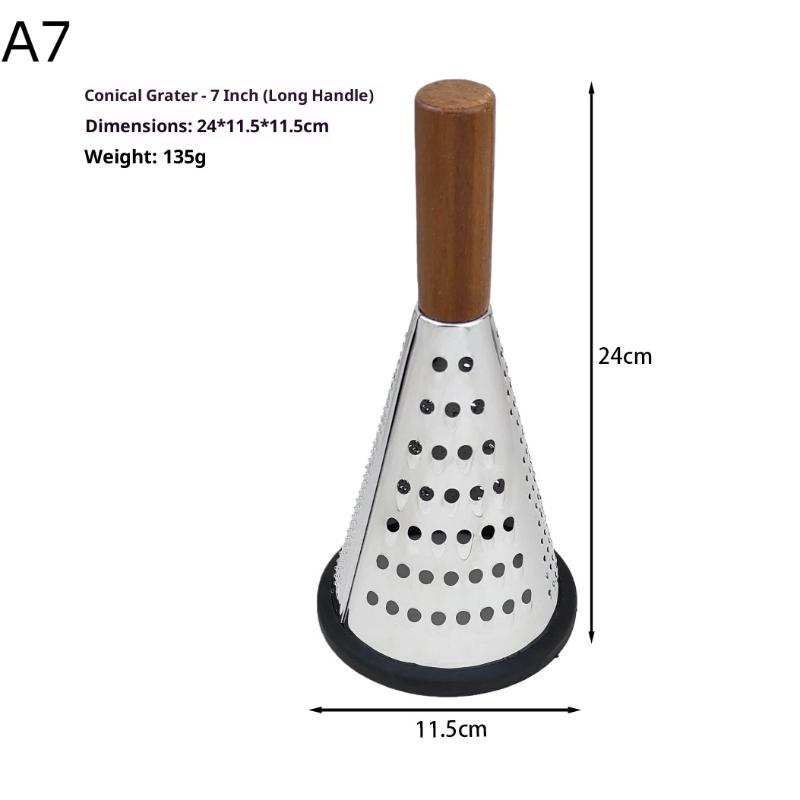 Stainless Steel Manual Cheese Grater Cone Shaped Efficient Kitchen Gadget Ergonomic Handle for Hard Soft Cheese