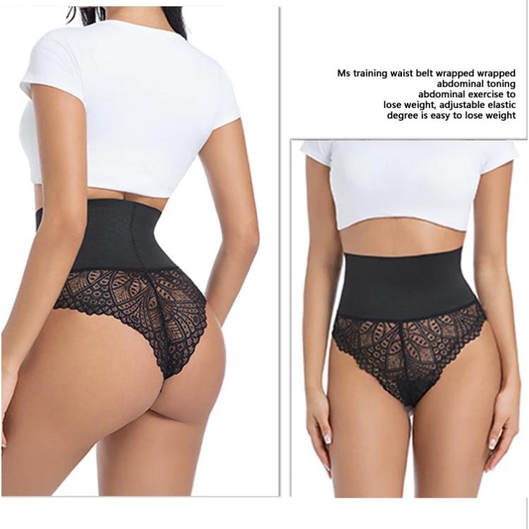 Women High Waist Tummy Control Underwear Lace Panties Female Pants Solid Color Transparent Intimates Slimming Shapewear Lingerie