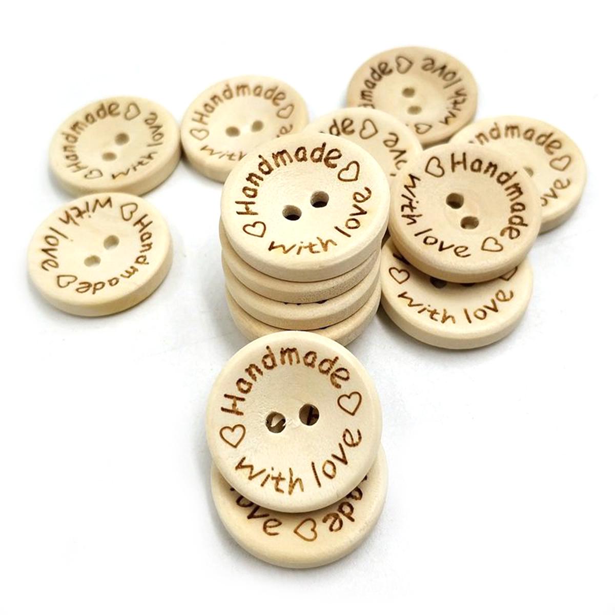

100Pcs 15Mm Wooden Buttons Round 2-Eye Hole Solid Wood Button for Clothing Scrapbook Handmade DIY Decoration Craft Accessories світло-жовтого кольору