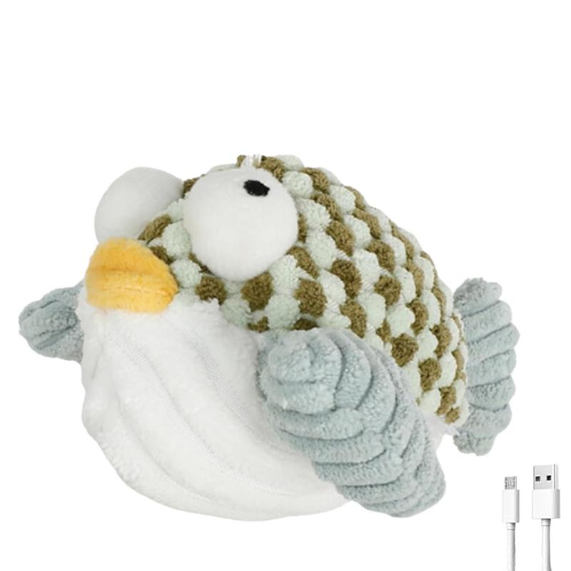 

Flapping Bird For Indoor Cats And Kittens, Touch Activated, Chirping, Catnip, Puffer Fish Design