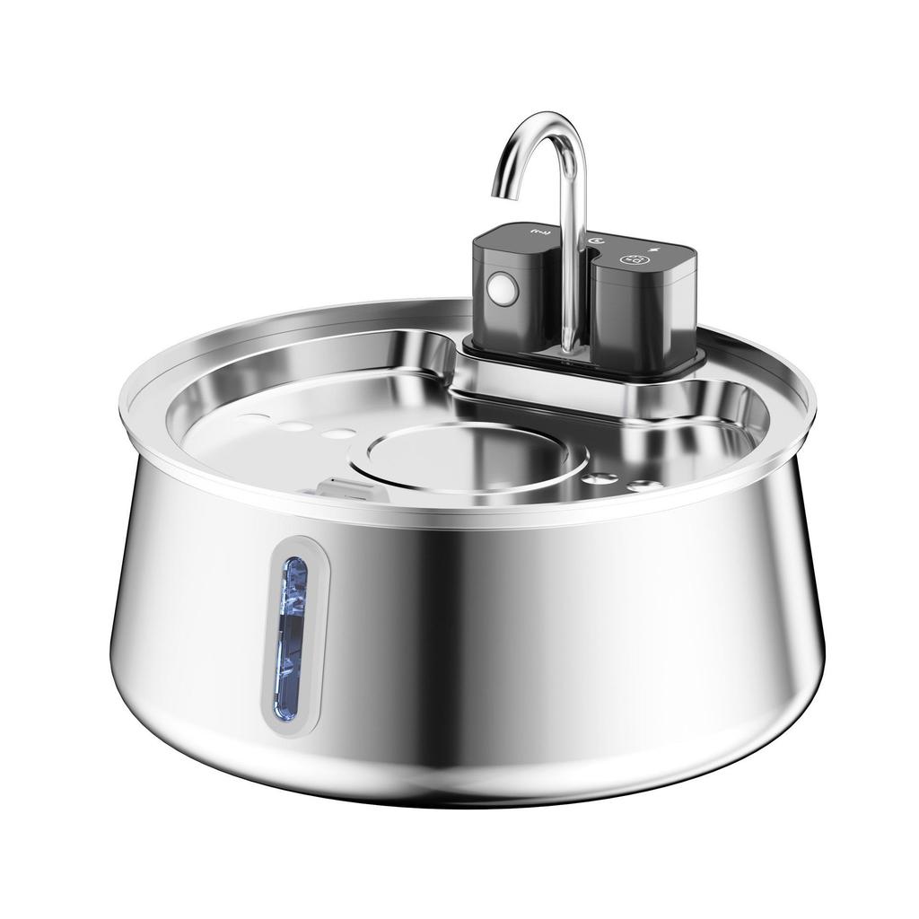 Intelligente Edelstahl-Haustier-Wasserfontäne mit kabellosem Laden