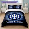 Set Biancheria da Letto Personalizzato Inter Milan con Nome Testo 1 Copripiumino+2 Federe Logo Calcio Regalo Personalizzato per Occasione Speciale Arredamento Camera da Letto