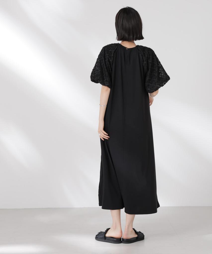 Nano Universe Ballongärm Kombinationssnitt F Damklänning, 010, Svart, 673-5119341