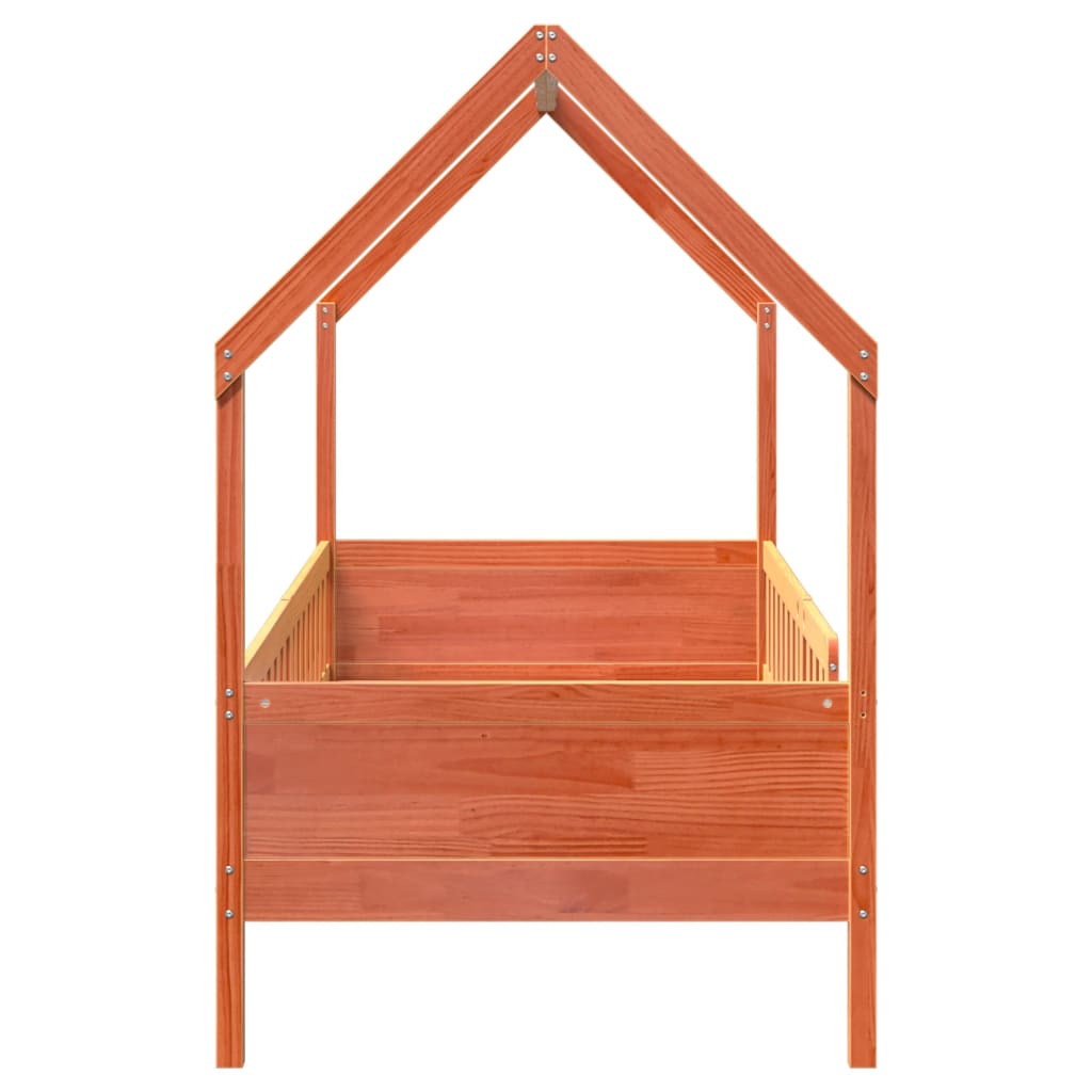 Kids House Bed Wax Brown 90x190 cm Solid Pine Wood
