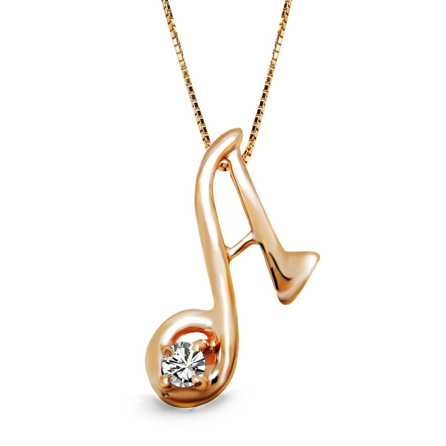 

miwahouseki Initial A Pink Gold Alphabet Necklace with Selectable Birthstone [Miwahouseki] (April Diamond)