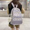 Girls' Korean Checkerboard Colorblock Lightweight Casual Backpack - Large Capacity for Middle & High School Students