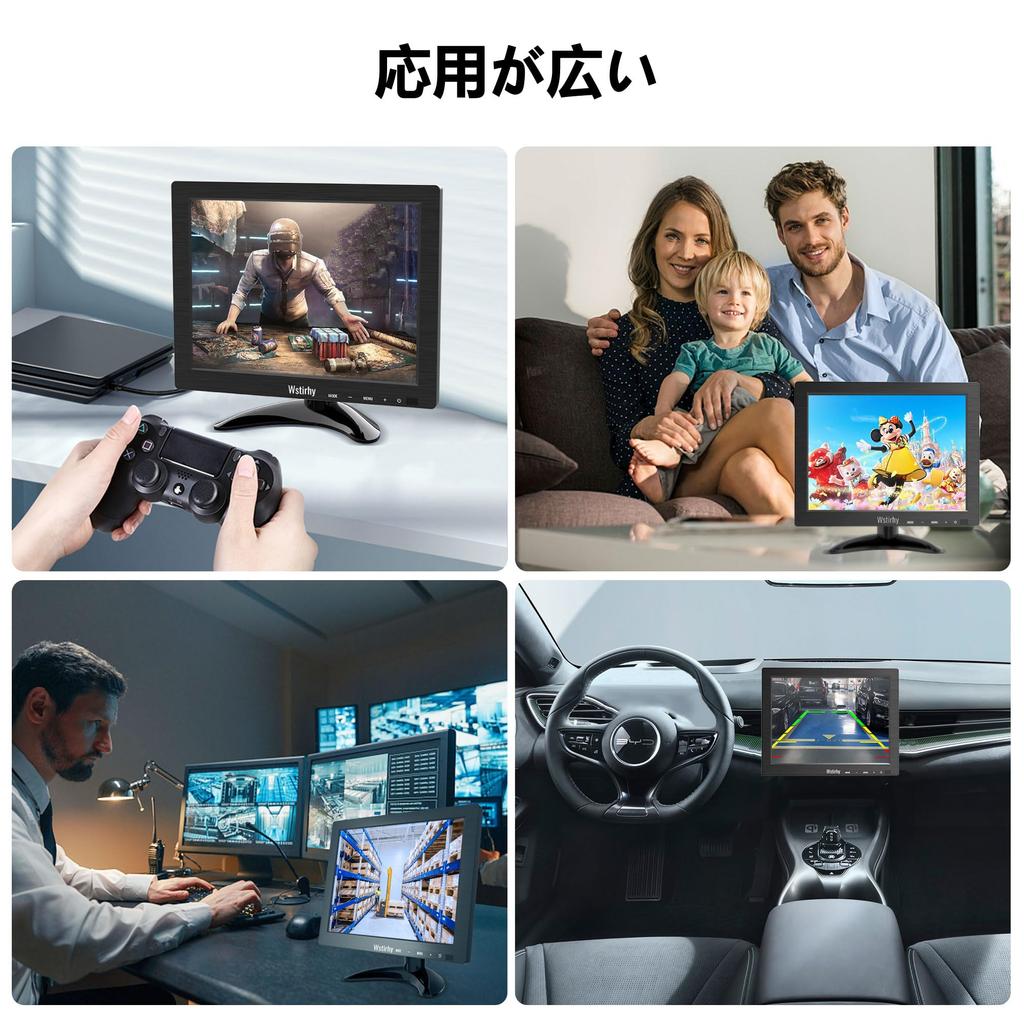 Wstirhy Compact Gaming 1024x768 Full HD Display Blue Light VESA Speakers 9.7-inch Monitor, (60Hz/VGA/HDMI/USB/AV/BNC), Reduction, Flickerless,