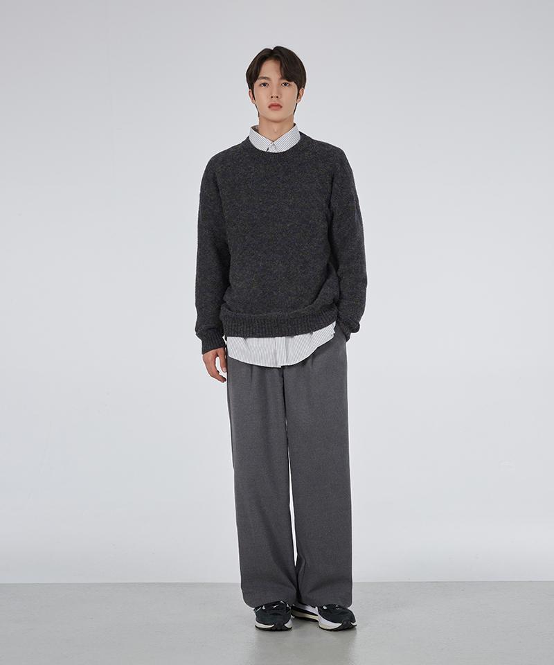 GLW Mild Heathered Crew Neck Sweater Oversized Knit Black