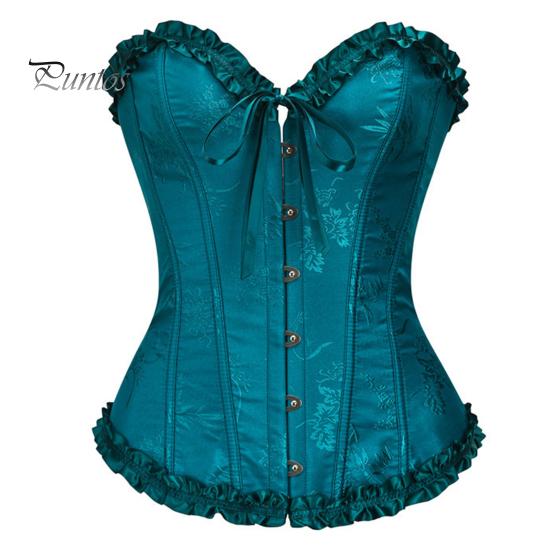 

Женский корсетный топ с утягивающим эффектом, утягивающий талию, готический бюстгальтер без бретелек, с оборками, шнуровкой, на косточках, бюстье S озеро синий