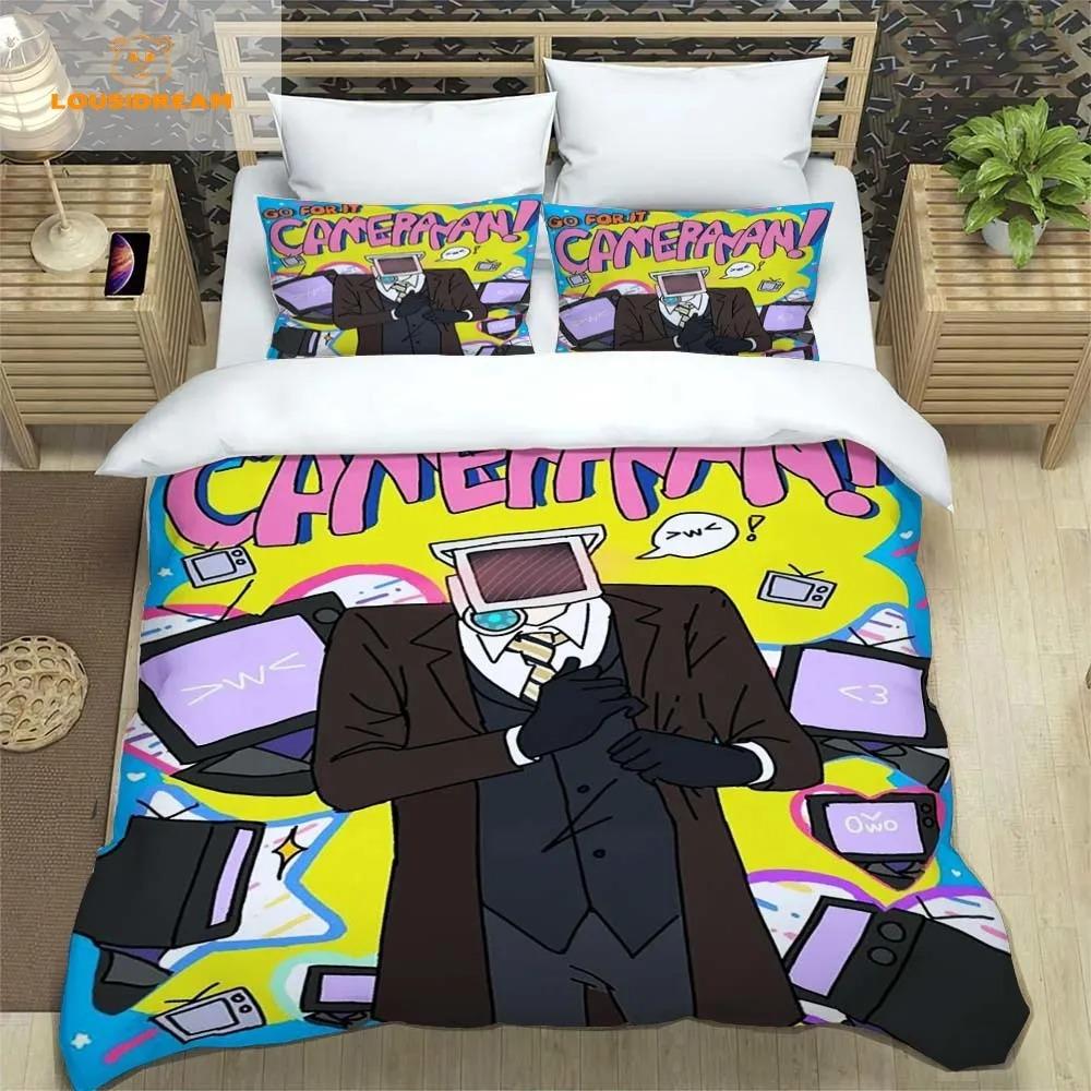 Duvet Cover Skibidi Toilet Pillowcase Duvet Cover Cartoon Bedding Set Full Size King Size For Single Double Room Decorating