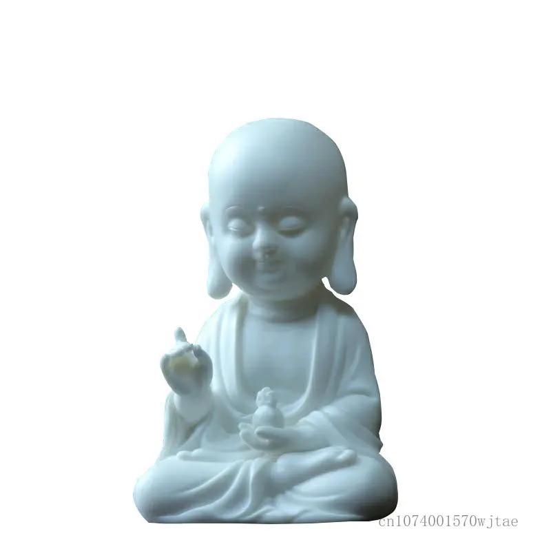 Ceramic Crafts Small Figurine For Home Living Room, White Porcelain Guanyin Tathagata Ksitigarbha Bodhisattva Buddha Statue, 1pc