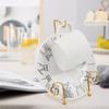 2Pcs European Style Gold Plated Ceramic Mug and Plate Holder Countertop Coffee Station Organizer Tea Cup Display Stand Desktop