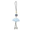 Four-Leaf Clover White Shell Fan Charm: Ancient-Style Phone Chain, Bag Pendant & Lanyard for Shoes, Clothing, and Phone Cases