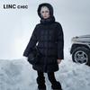 Jinyujie Women's High-Neck Mid-Length Goose Down Puffer Coat