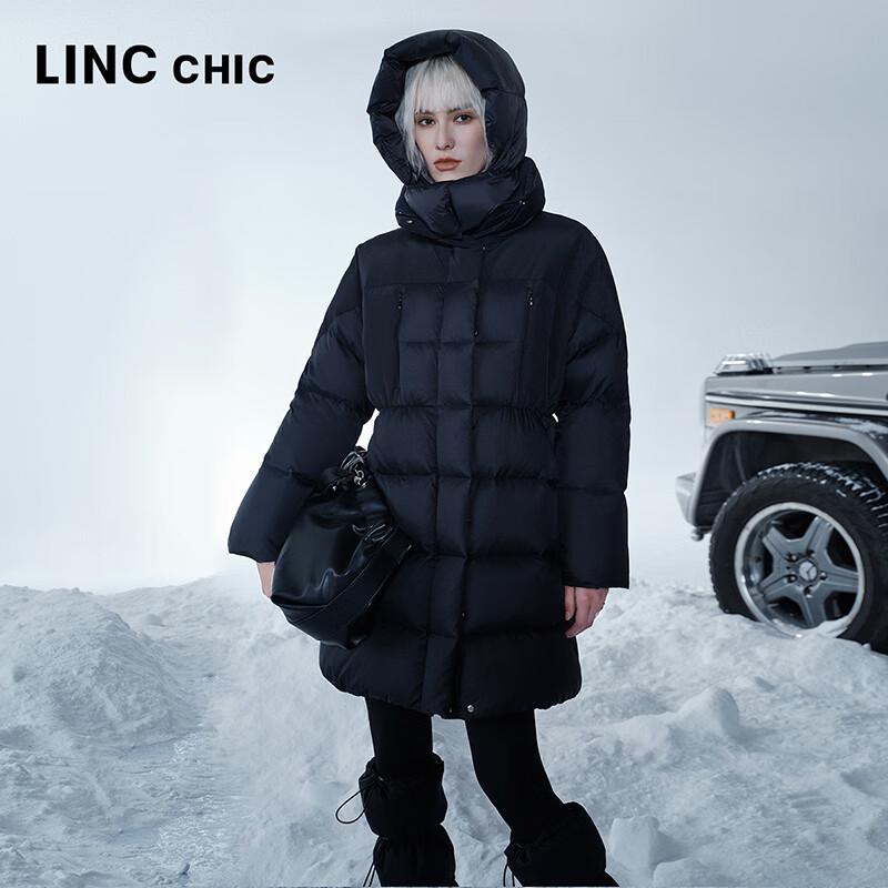 Jinyujie Women's High-Neck Mid-Length Goose Down Puffer Coat