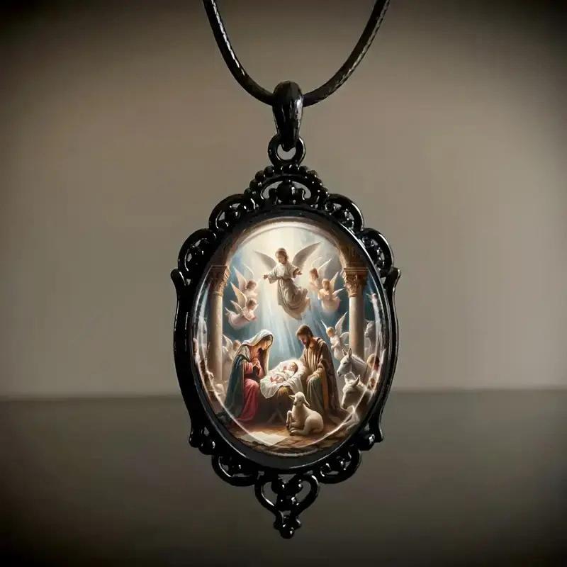 Retro Gothic Moon And Sun Pendant Necklace Women Men Punk Cross Metal Leather Rope Chain Vintage Jewelry Gift