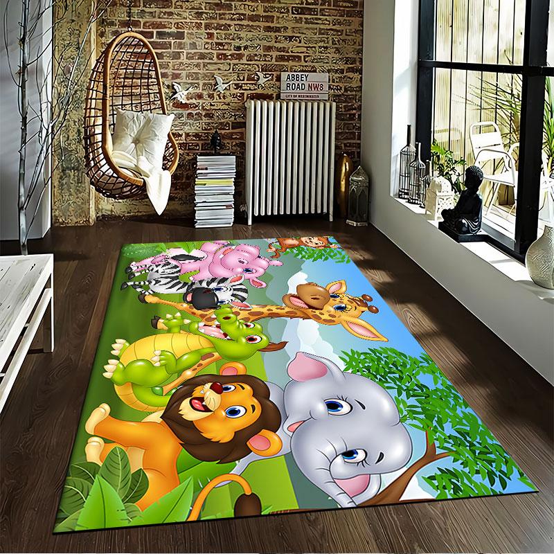 Cute Cartoon Safari Animals suitable as a non-slip mat for the living room or bedroom sofa