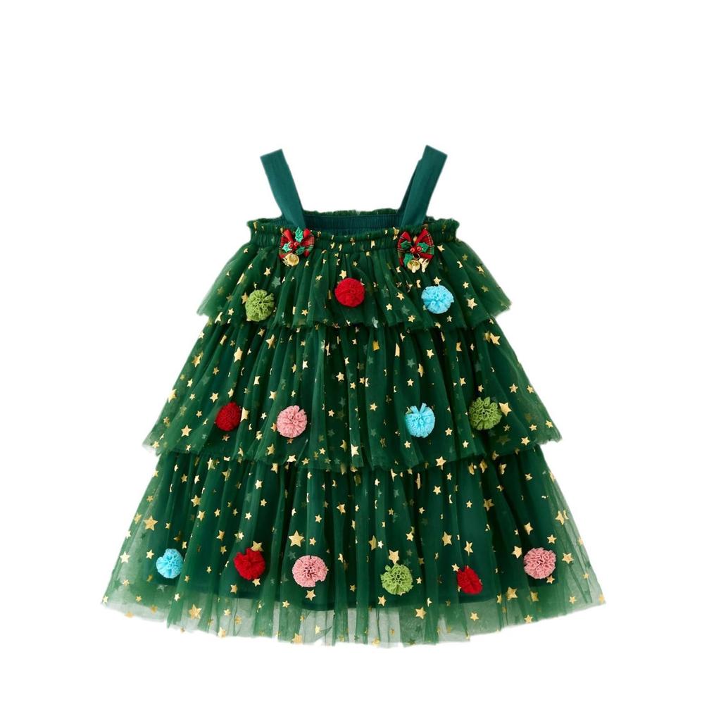 Toddler Baby Girl Christmas Dress Star Sequin Layered Tutu Tulle Dress Girls Cake Smash Xmas Tree Dresses