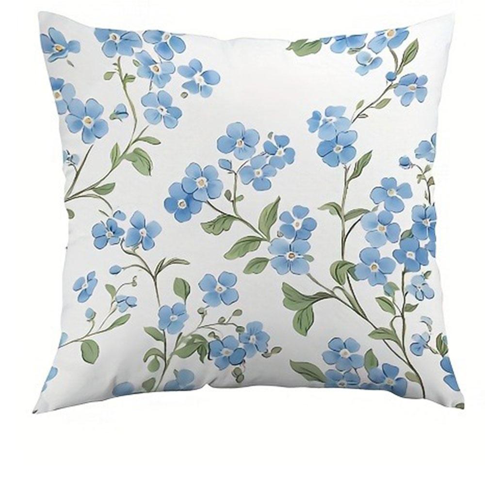 Light Blue Spring Blessing Pillowcasebedroom Living Room Sofa Home Decor Polyester Cushion Cover With Zipper