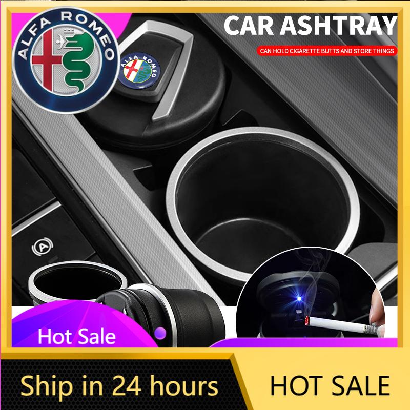 Adesivi per Auto Per Alfa Romeo Portatile Car LED Posacenere Contenitore Rifiuti Per Alfa Romeo Giulia Stelvio Giulietta 156 159 147 Mit