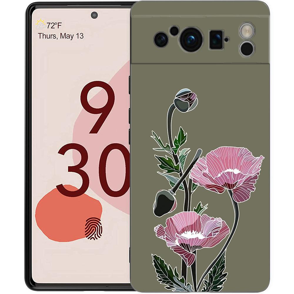 

Чехол для телефона Google Pixel 8 A 7 6 Pro 6A 5G, черный, мягкий противоударный чехол, силиконовый чехол из ТПУ с цветком Pixel 7A