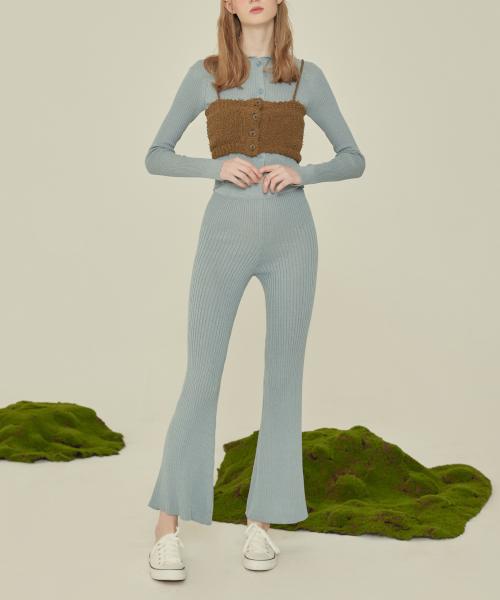 Kkuape Knit Bootcut Pants_Windy Blue