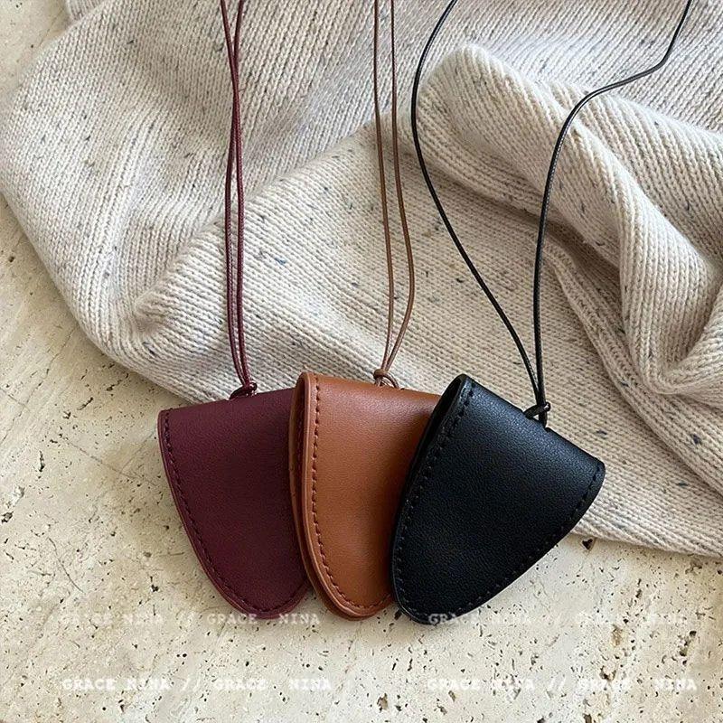 Long leather wear pendant hanging neck leather brand necklace niche accessories trendy pull key bag hanging glasses keychain