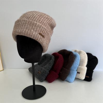 Wolle verdickte gestrickte Wollmütze Damen Winter Outdoor warm doppellagig gekräuselt Mode Ohrenschutz Kältemütze