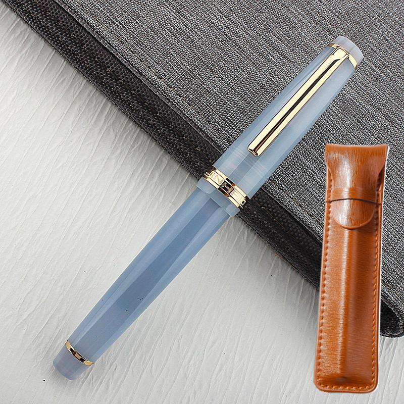 JinHao 82 Fountain Pen Transparent Fluorescent Blue Ink Pen EF F M Nib Business Stationery Office School Supplies Pens