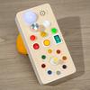Giocattolo Montessori per bambini con interruttori e luci sonore, puzzle in legno per l'educazione precoce, allenamento delle abilità manuali per bambini di 3 anni